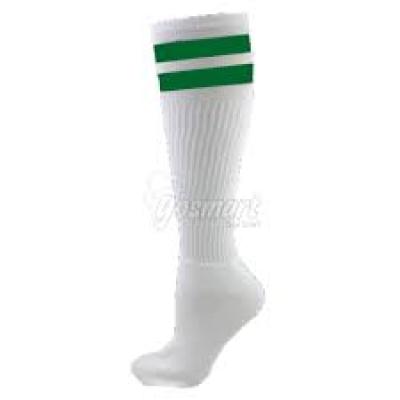 Scholastic White Green Stripes Socks Xsmall